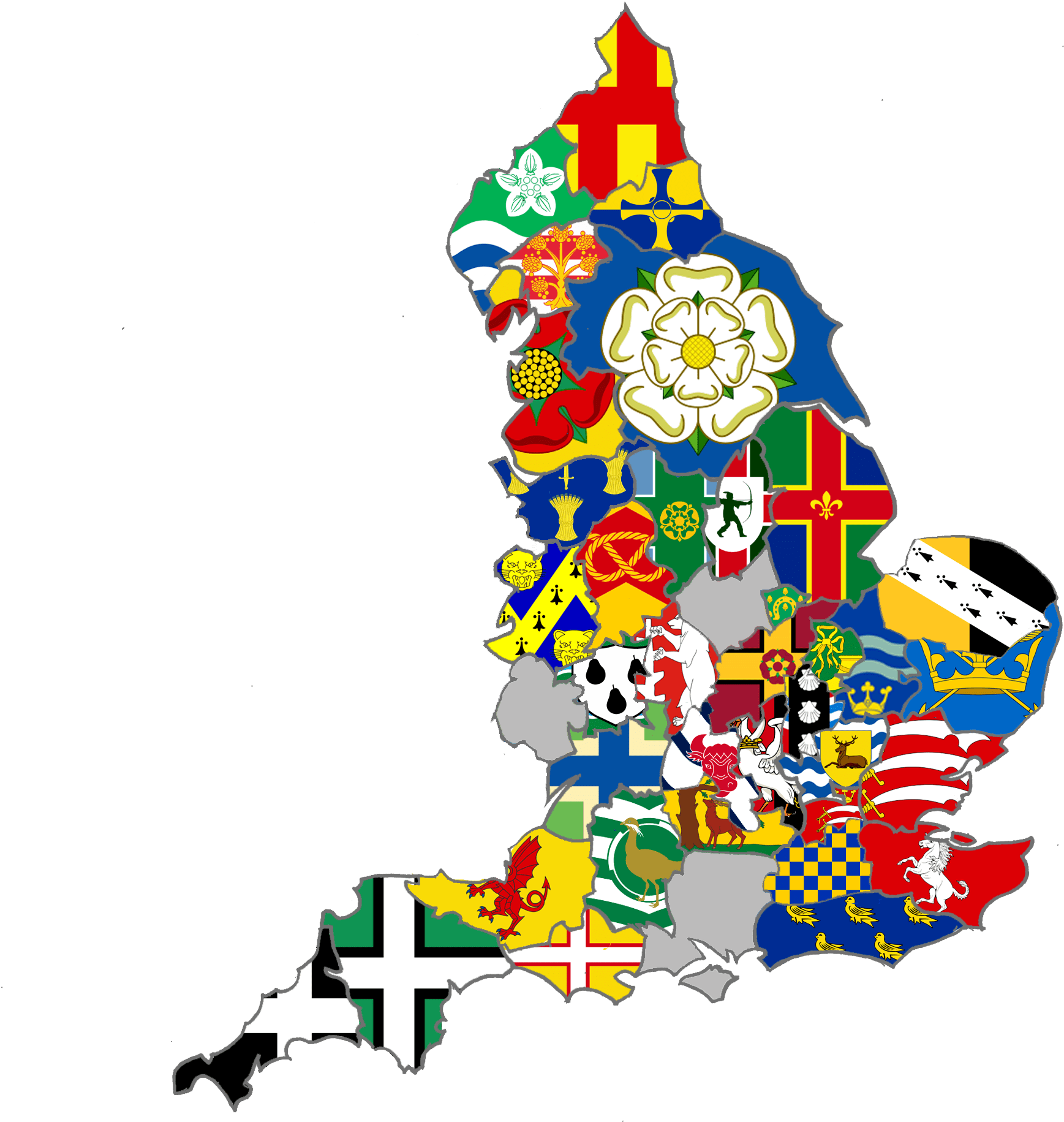 England Heraldic Map