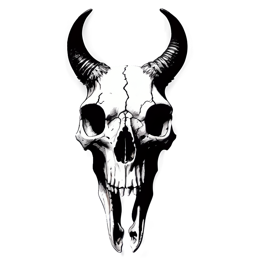 Engraved Animal Skull Sketch Png 20