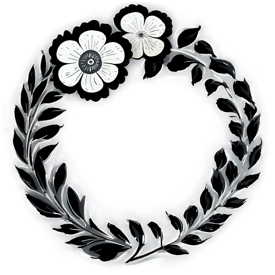 Engraved Black And White Flowers Png Blw92