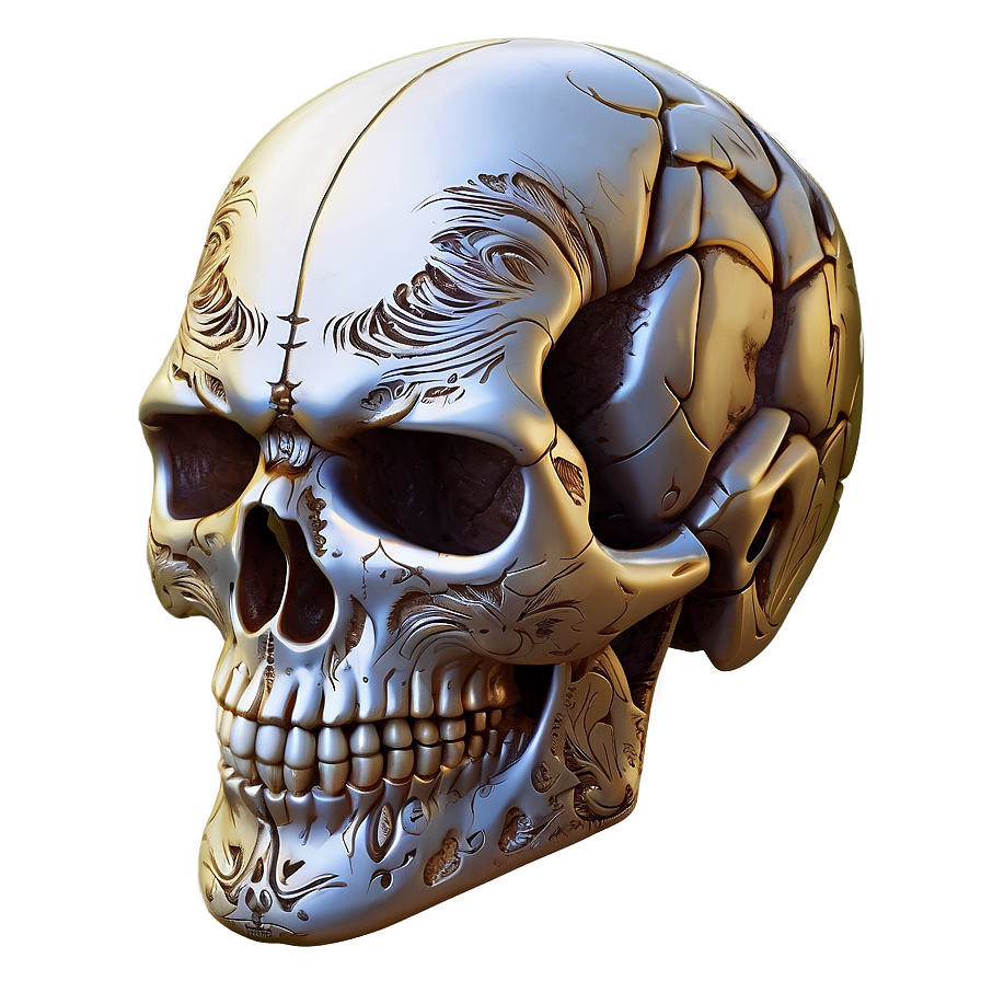 Engraved Style Skull Face Image Png Udf