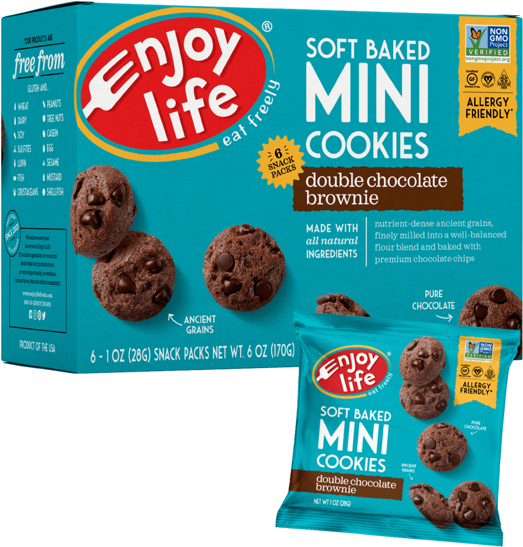 Enjoy Life Soft Baked Mini Cookies Double Chocolate Brownie Packaging