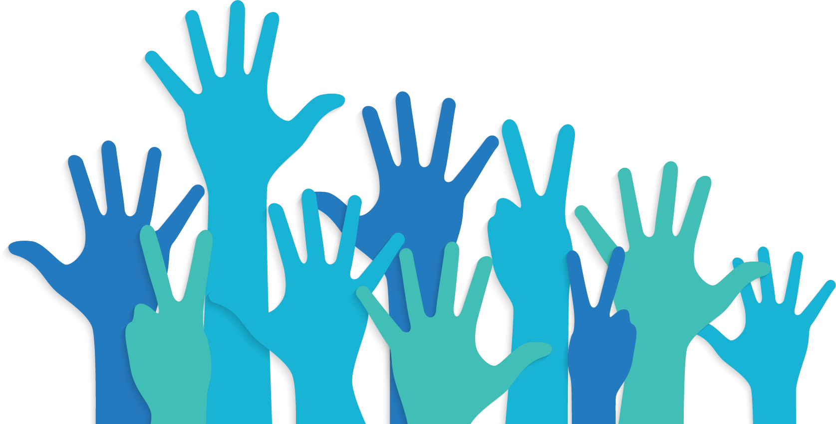 Enthusiastic Crowd Raised Hands PNG with transparent background