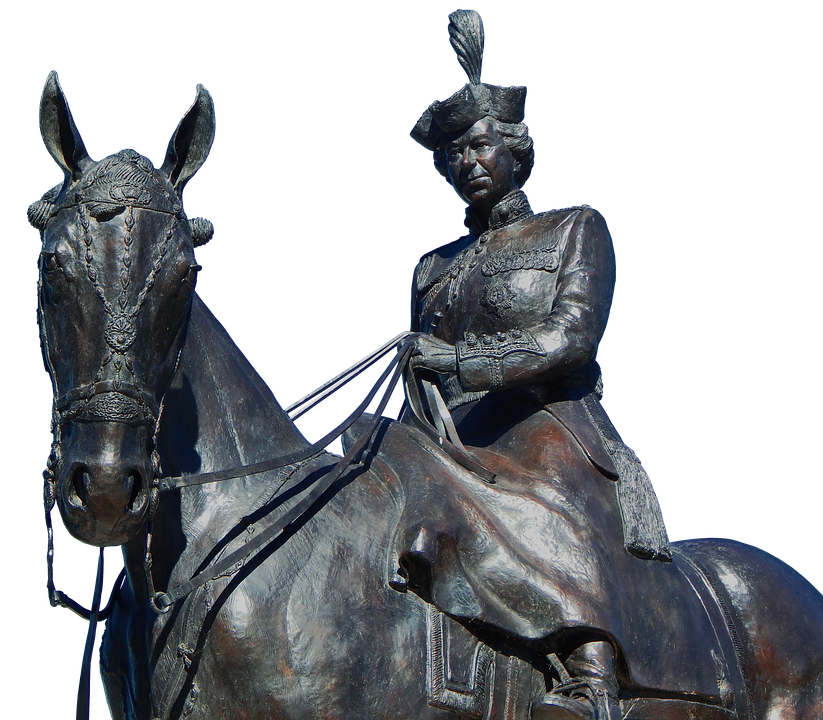 Equestrian Statue Queenon Horseback PNG with transparent background