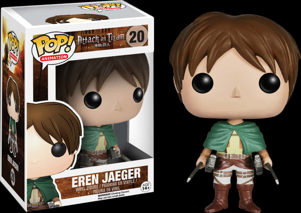 Eren Jaeger Funko Pop Figure PNG with transparent background