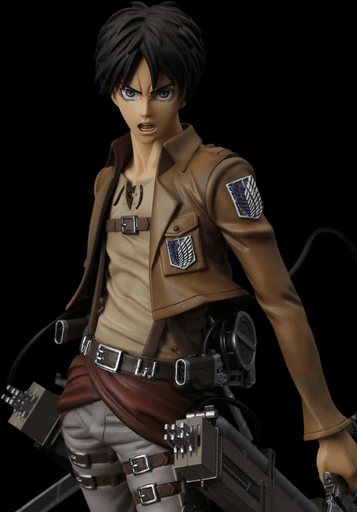 Eren Yeager Attackon Titan Figure PNG with transparent background