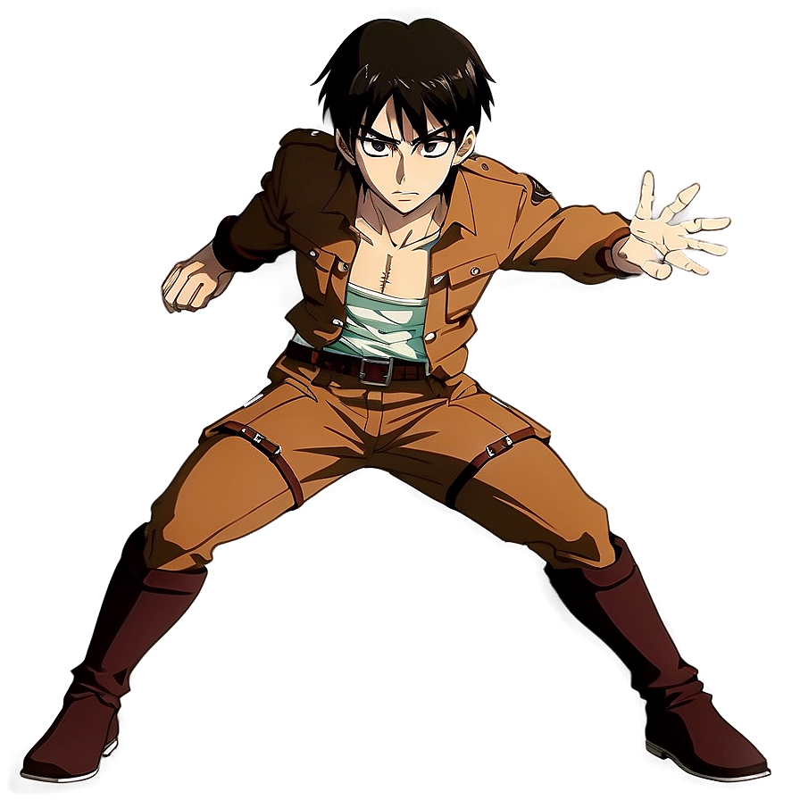 Eren Yeager Fighting Stance PNG mtj PNG with transparent background