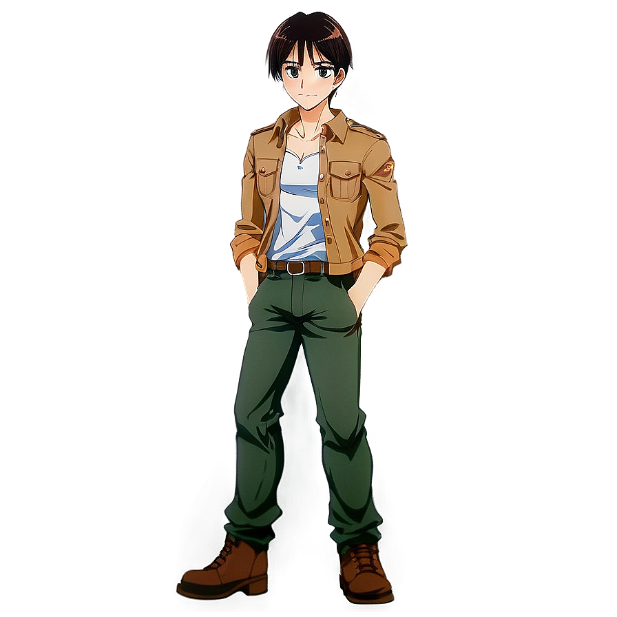 Eren Yeager in Casual Clothes PNG 3 PNG with transparent background