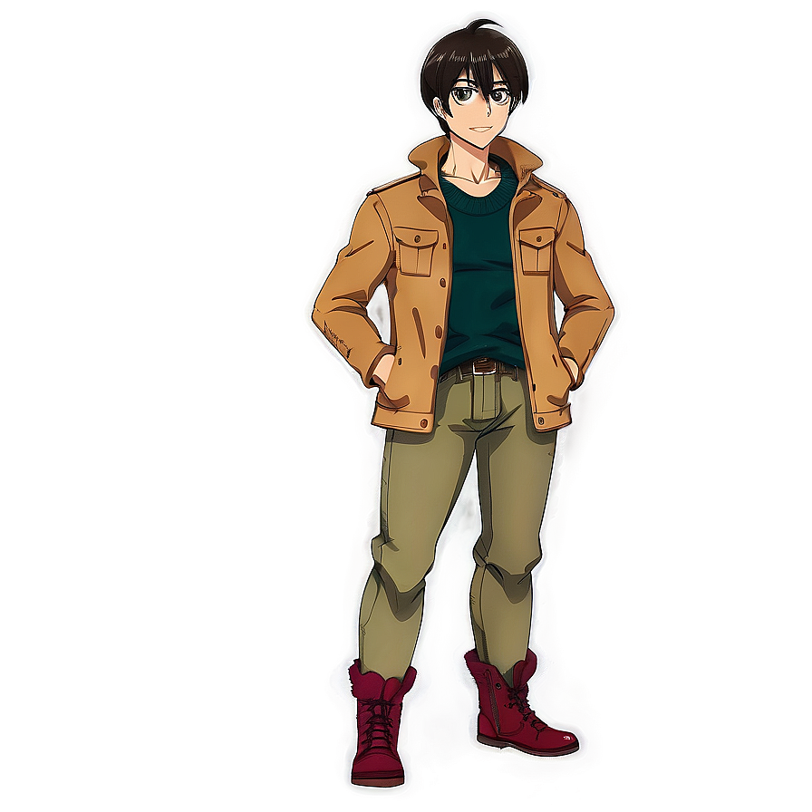 Eren Yeager in Winter Clothing PNG wof PNG with transparent background