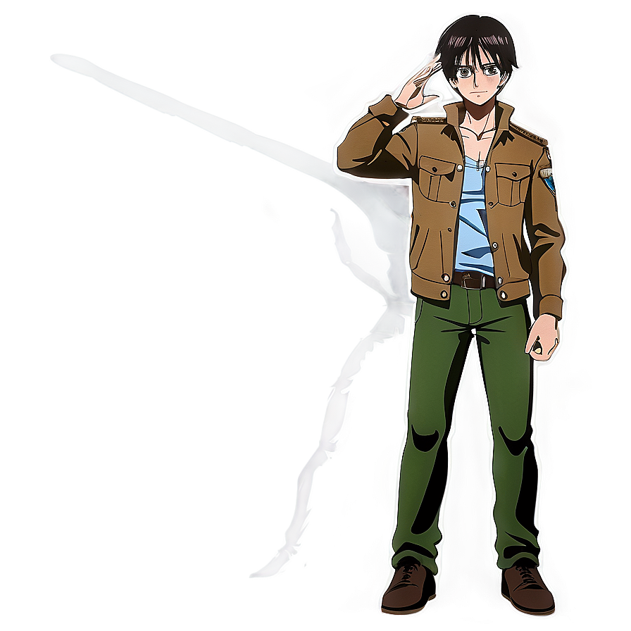 Eren Yeager Salute Pose PNG tpk PNG with transparent background
