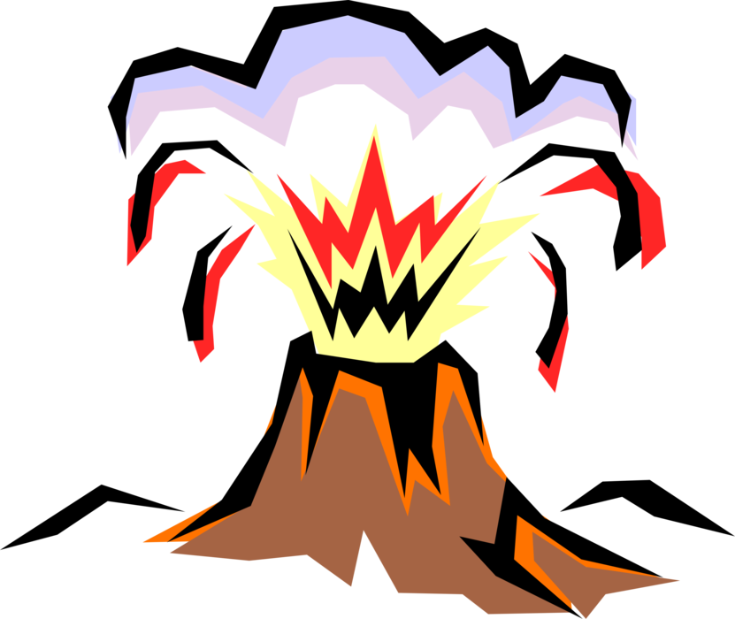 Vector Illustration Of Mountain Volcano Blows Its Top - Volcano Clip Art, HD Png Download PNG with transparent background