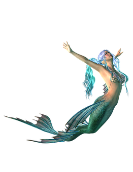 Ethereal Mermaid Reaching Out PNG with transparent background