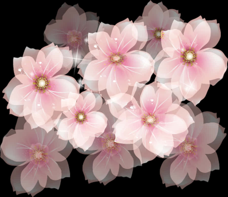 Clip Art Pink Flowers Transparent Background - Pink Flower Transparent Background, HD Png Download PNG with transparent background