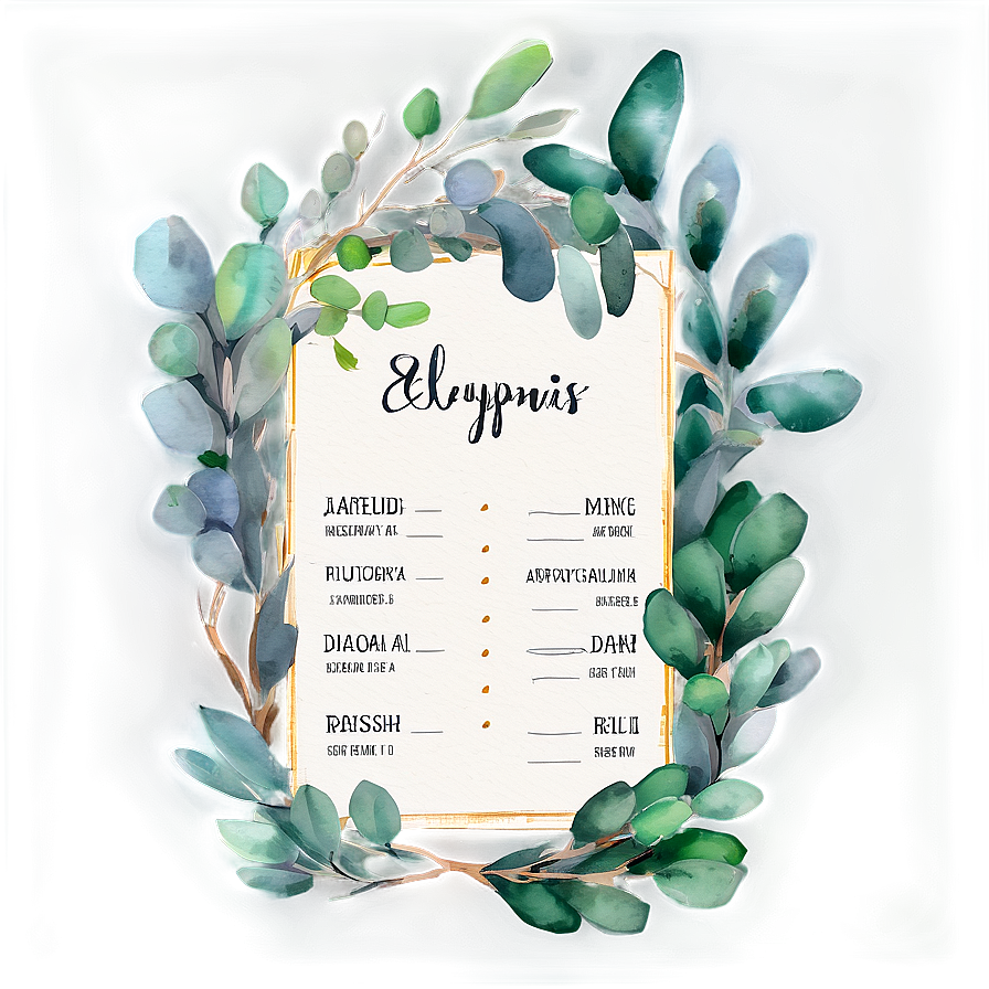 Eucalyptus Watercolor Menu Design Png 06272024