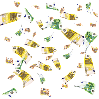 Euro Currency Rain Falling Money PNG with transparent background