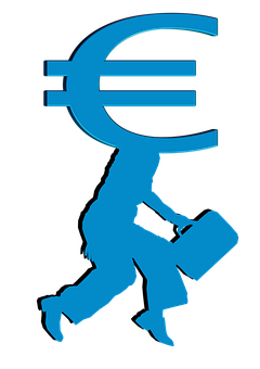 Euro Currency Running Silhouette PNG with transparent background