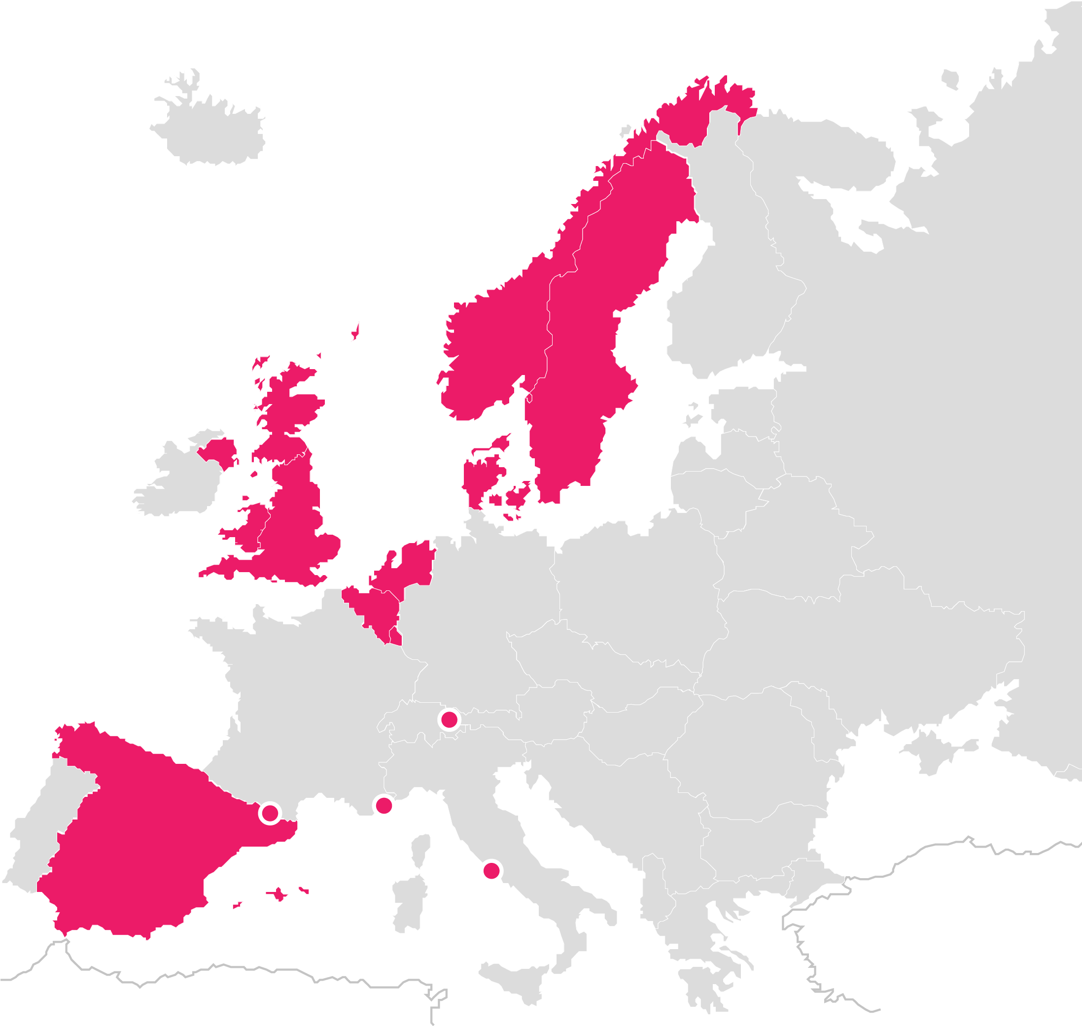 Europe Map Highlighted Countries