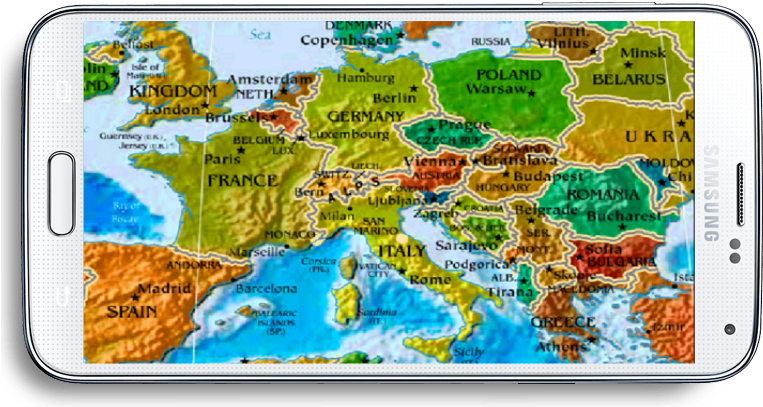 Europe Map Smartphone Display