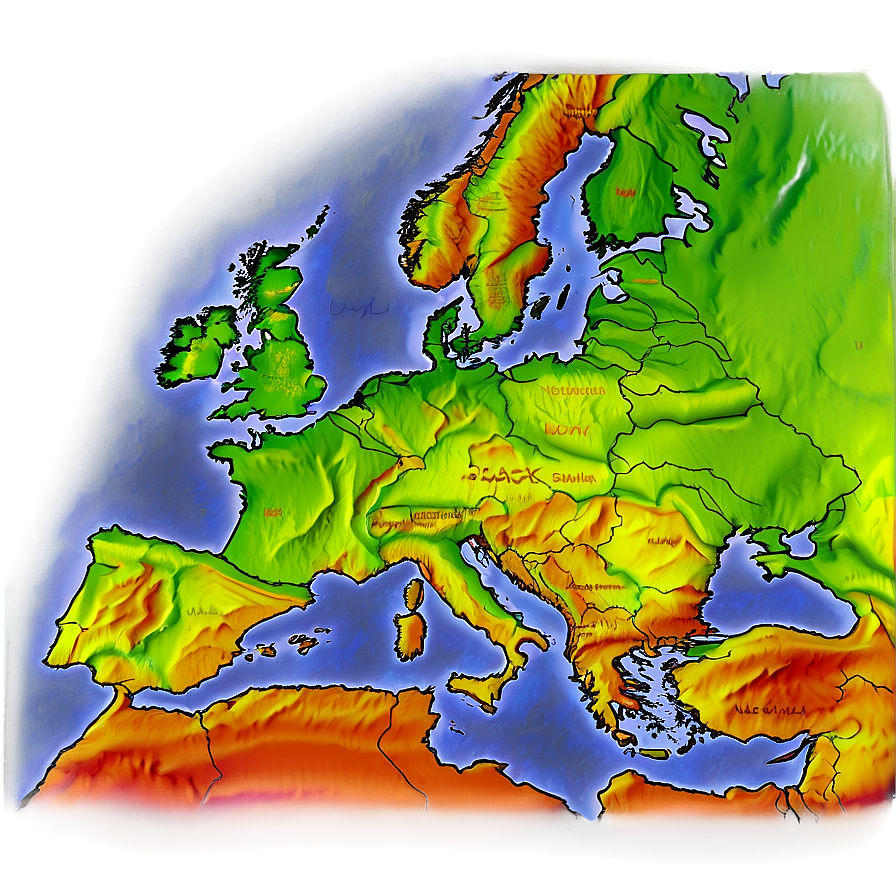 Europe Topographic Map PNG 06112024 PNG with transparent background