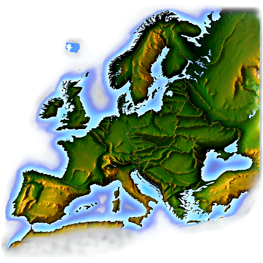Europe Topographic Map PNG 06112024 PNG with transparent background