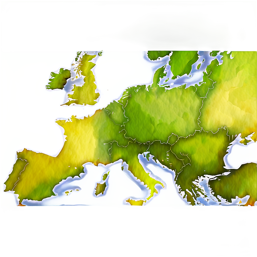 Europe Watercolor Map PNG 06112024 PNG with transparent background