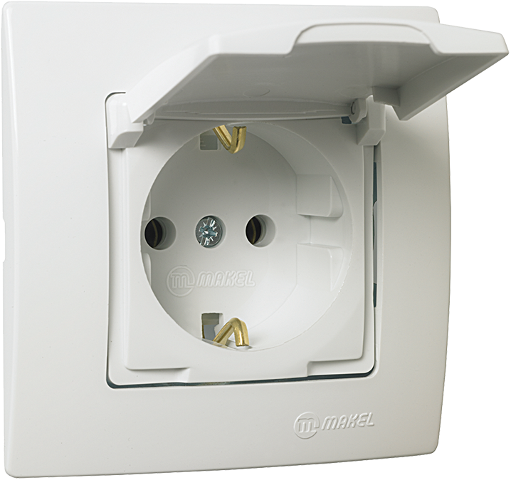 Schuko Socket Outlet With Lid - Priza Simpla Cu Capac Time, HD Png Download PNG with transparent background