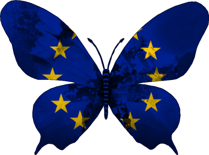 European Union Flag Butterfly PNG with transparent background