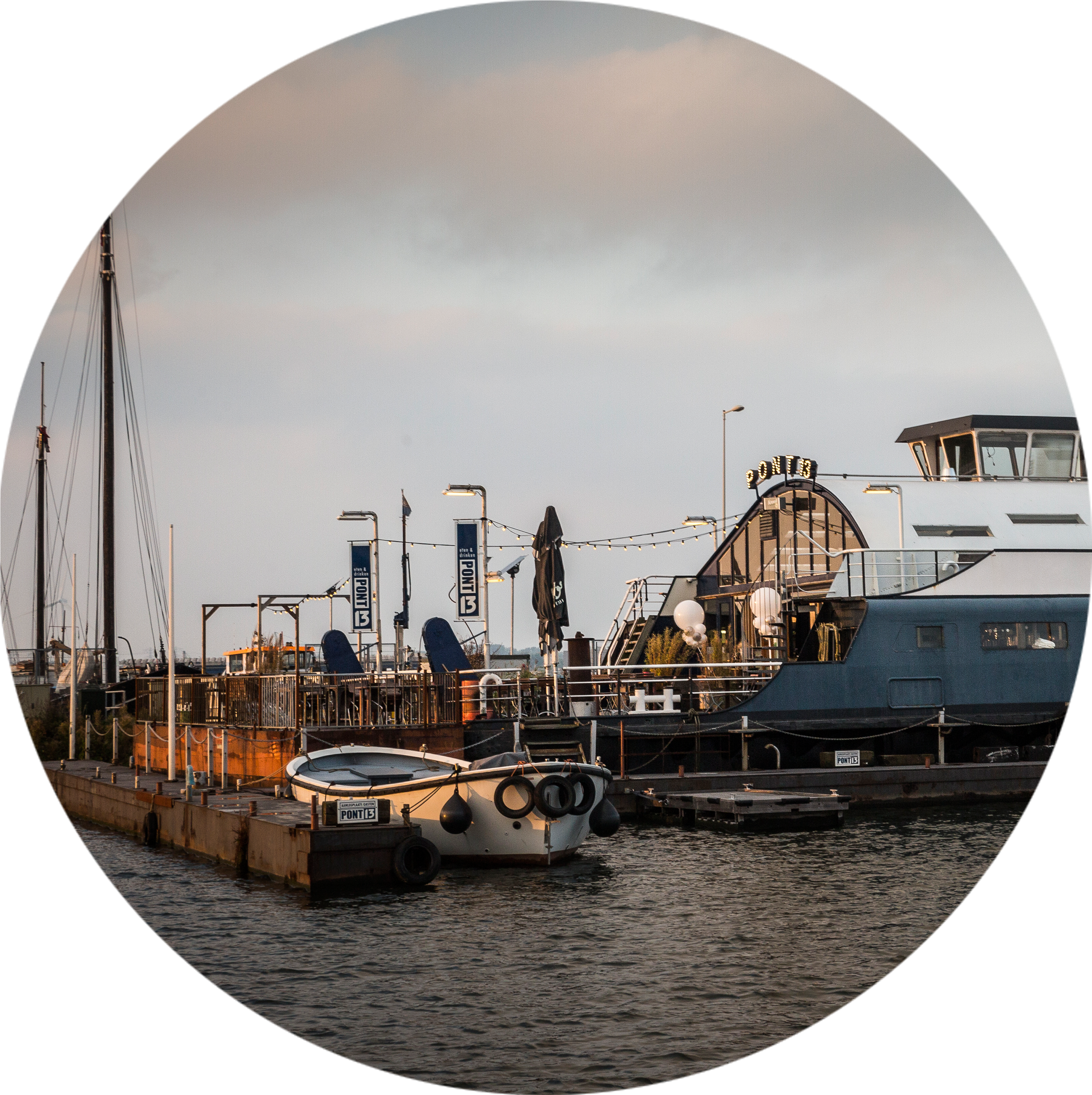Evening Marina Dock Scene PNG with transparent background