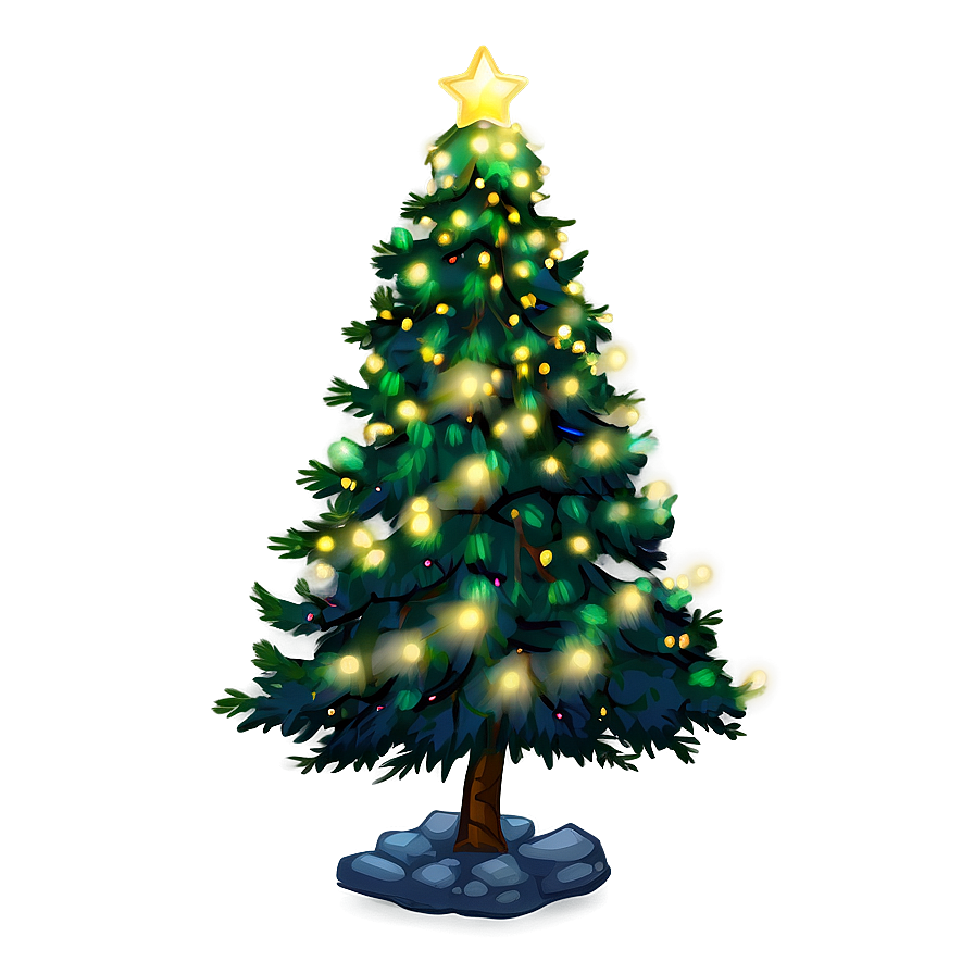 Evergreen Tree With Lights Png 73