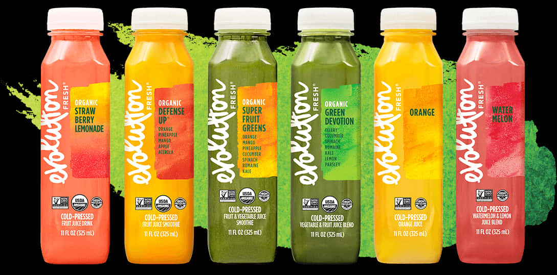 Evolution Fresh Juice Bottles Lineup