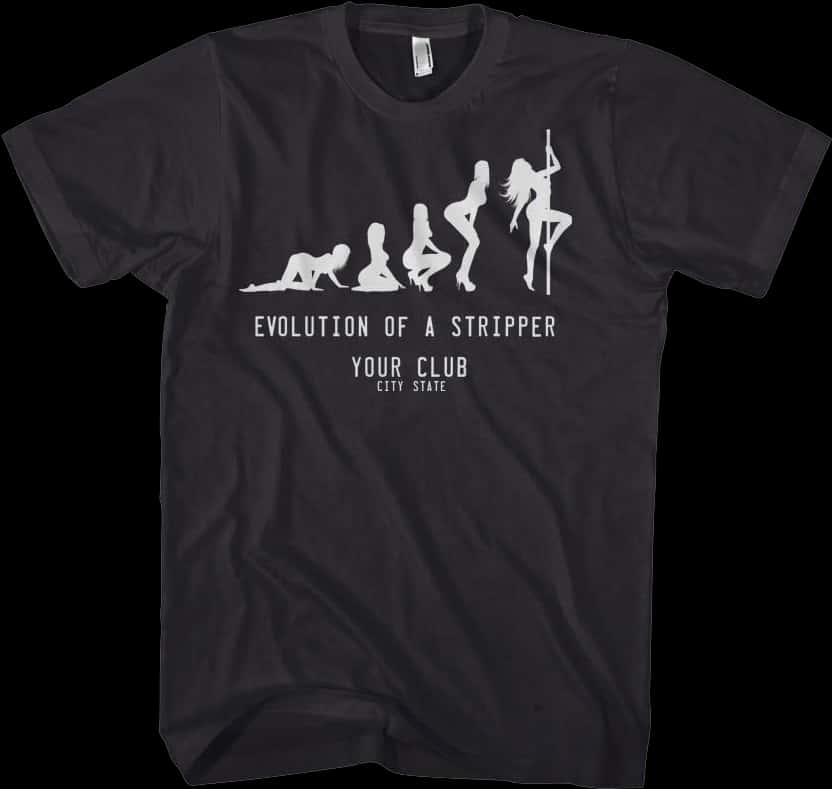 Evolution Stripper Black T Shirt Design PNG with transparent background