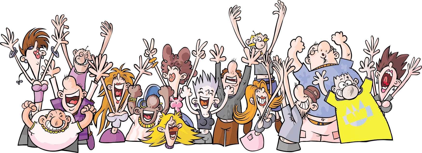 Excited Cartoon Crowd Celebration