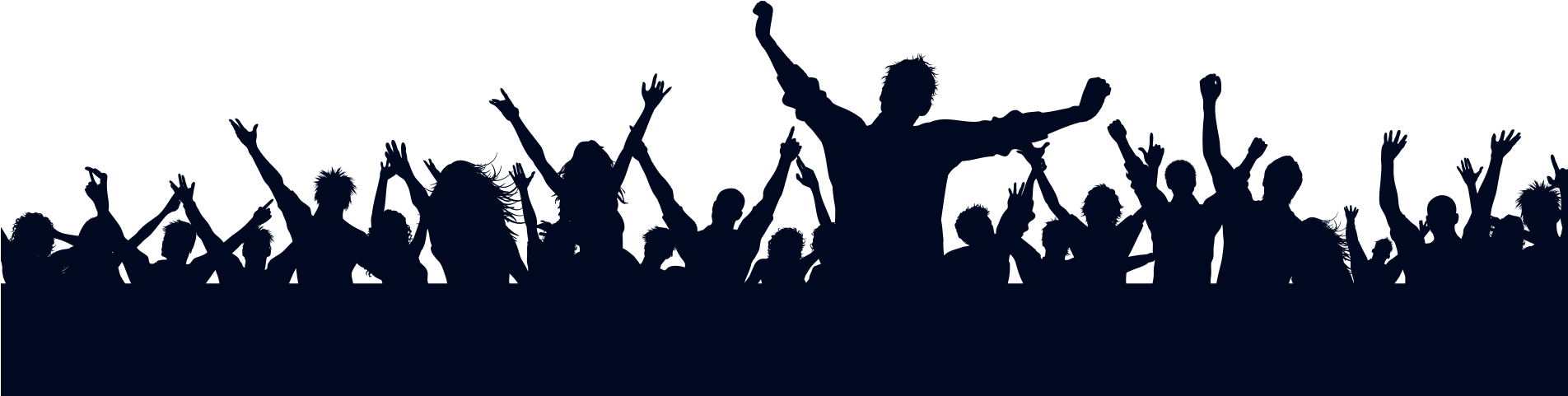Excited Crowd Silhouette PNG with transparent background