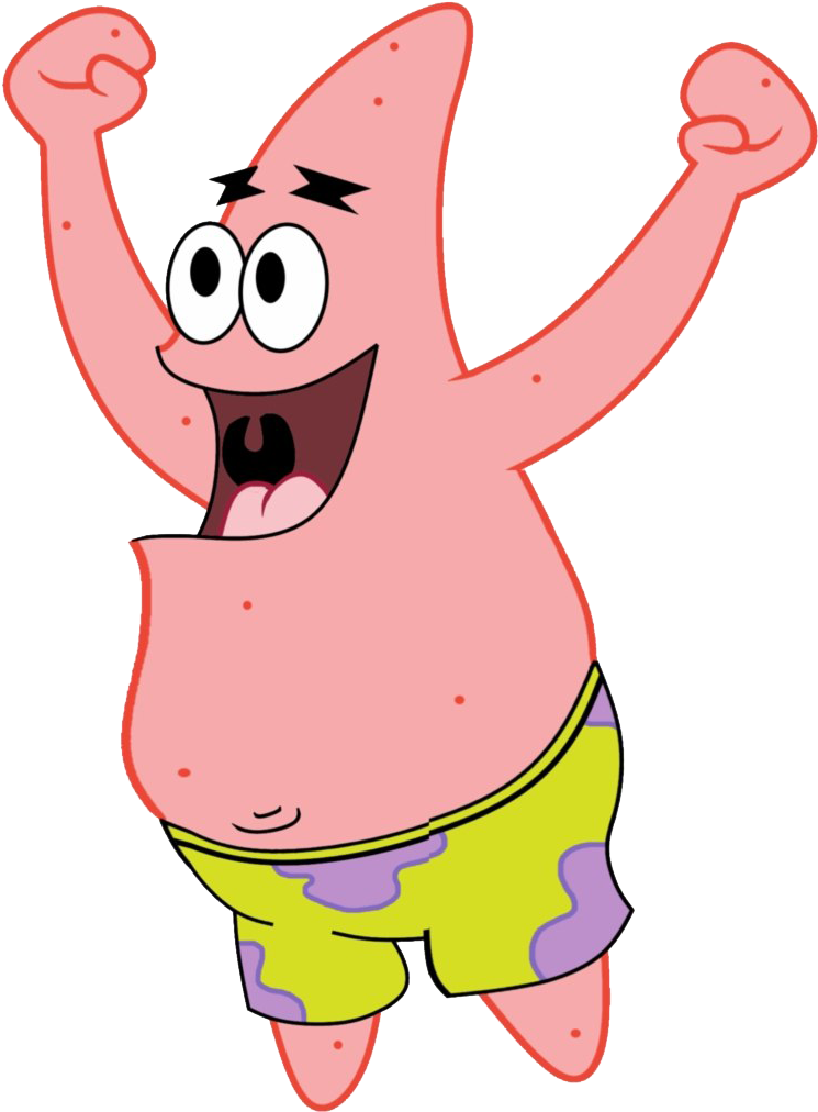 Excited Patrick Star Cartoon PNG with transparent background