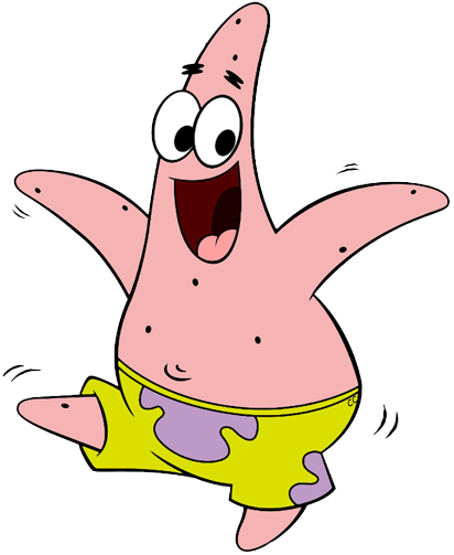Excited Patrick Star Cartoon PNG with transparent background