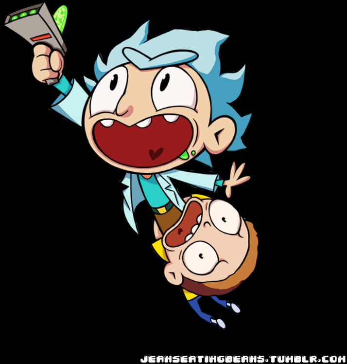 Excited Rickand Morty Adventure PNG with transparent background