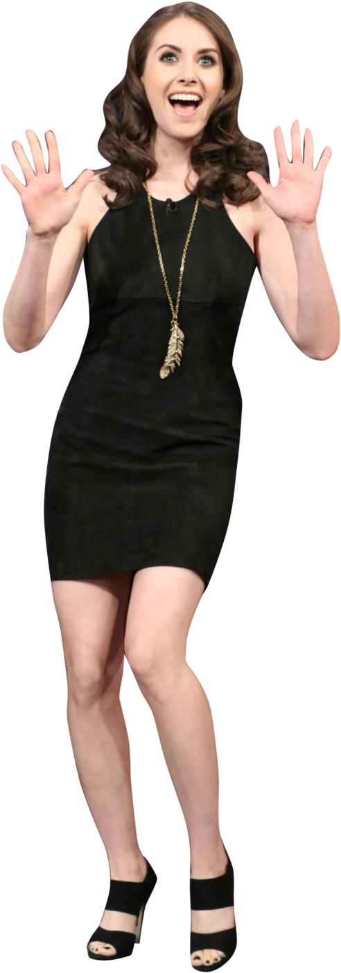 Excited Womanin Black Dress