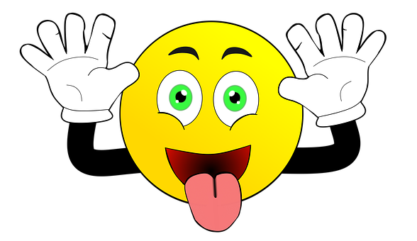 Excited Yellow Face Cartoon PNG with transparent background