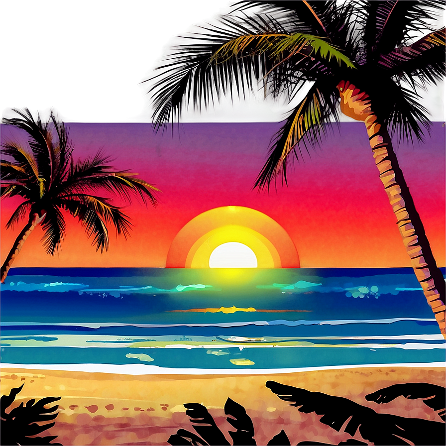 Exotic Beach Sunset Picture PNG 79 PNG with transparent background