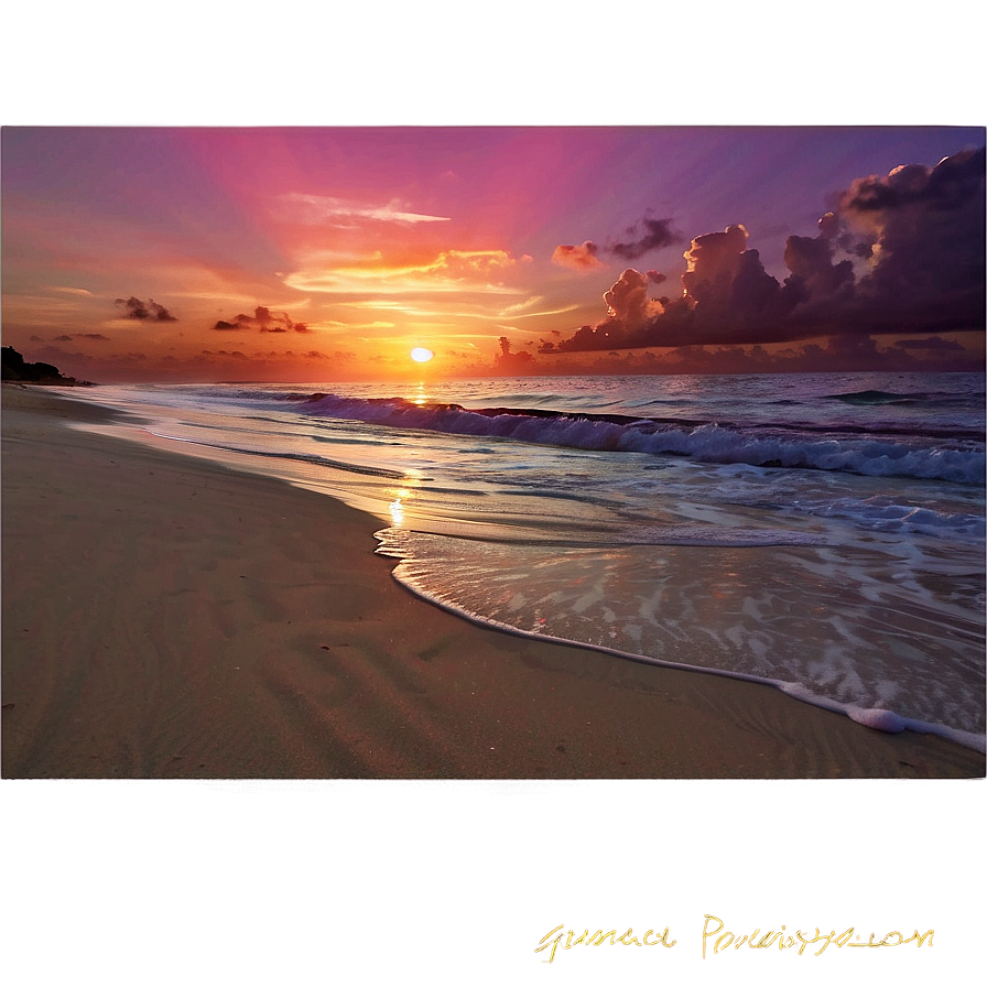 Exotic Beach Sunset Picture Png Hxg41