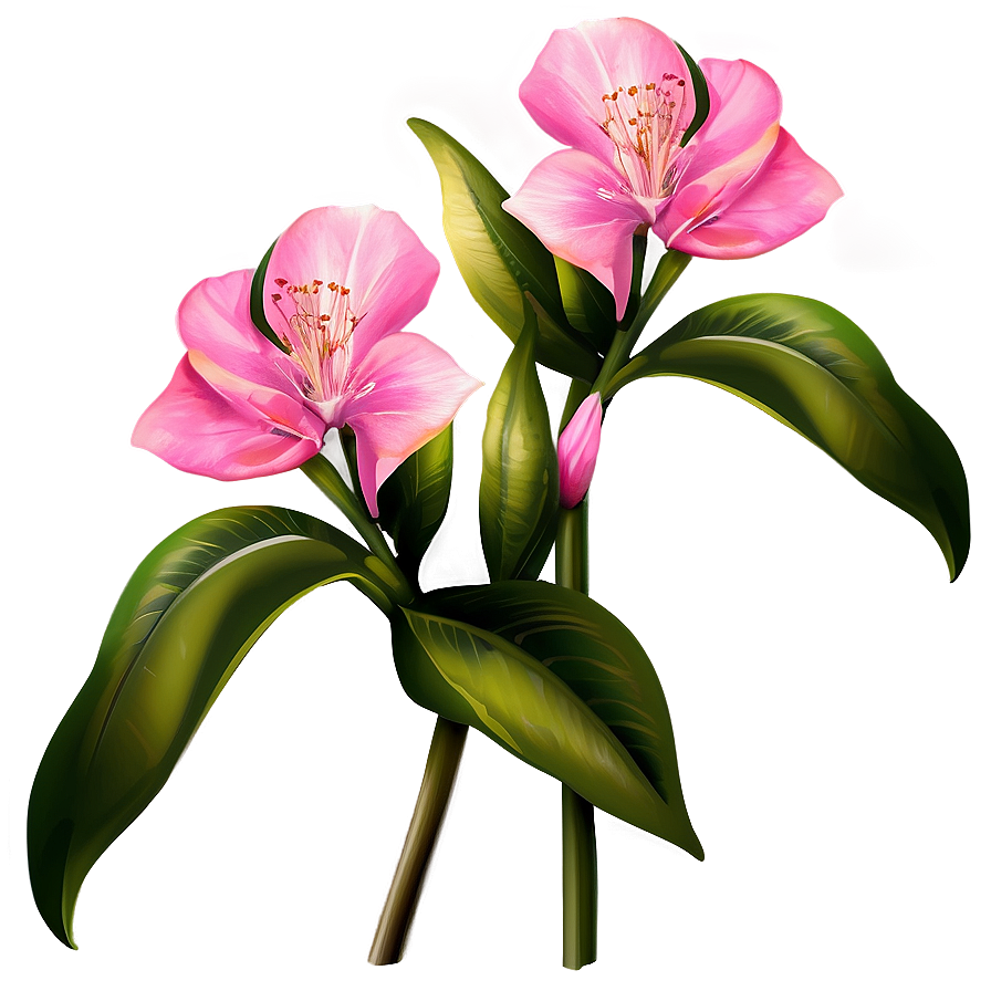 Exotic Pink Flower Illustration Png 1