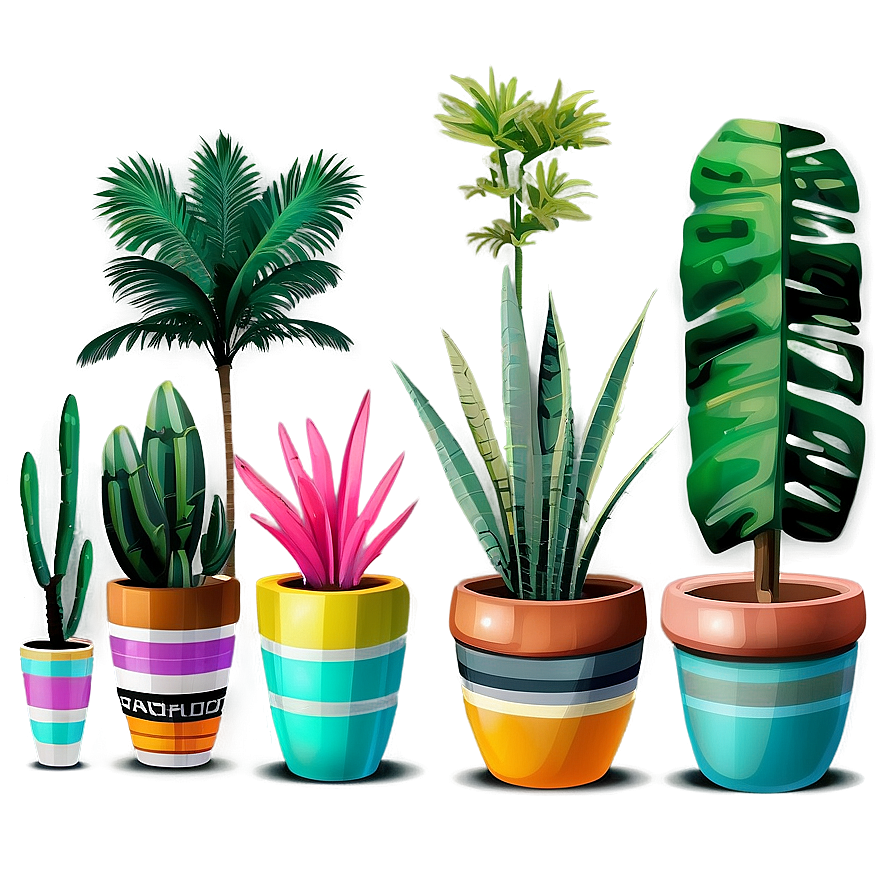 Exotic Potted Plants Collection PNG 06122024 PNG image with a transparent background, free high-resolution download