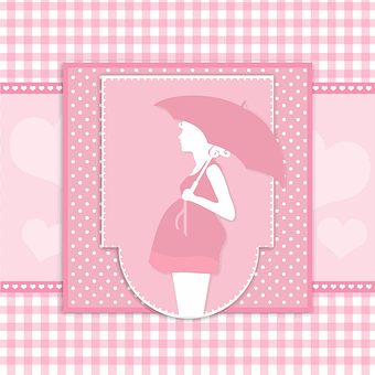 Expectant Mother Silhouette Pink Background PNG with transparent background