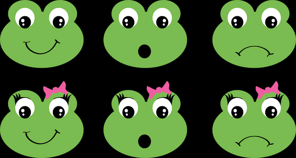 Expressive Cartoon Frog Faces