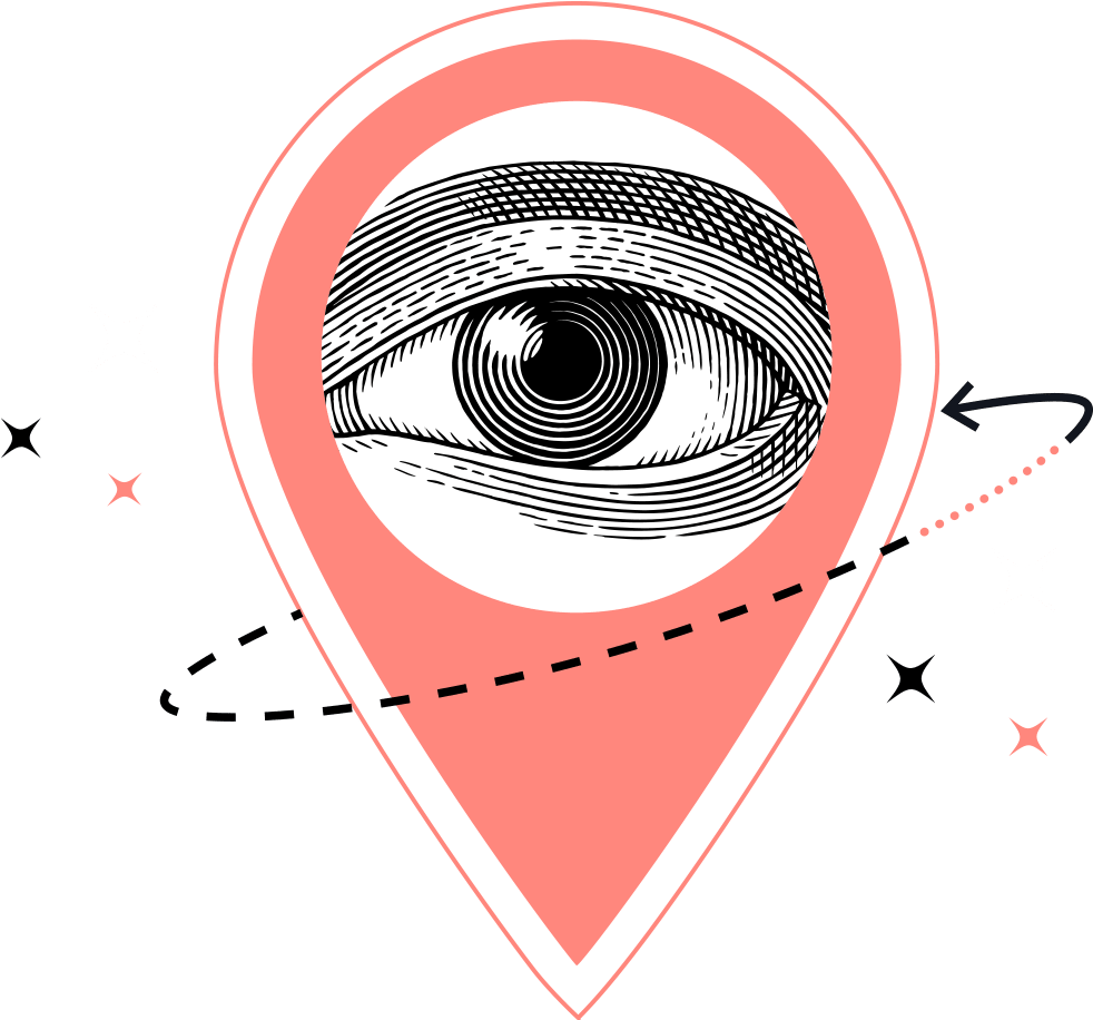 Sparkling Gps Location Pin With Eye Artwork - Circle, HD Png Download PNG image with a transparent background, free high-resolution download