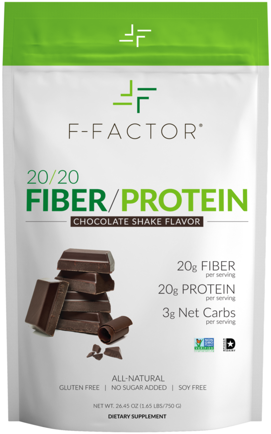 F Factor 20/20 Chocolate Protein Powder Front Label - F Factor Fiber Protein, HD Png Download PNG with transparent background