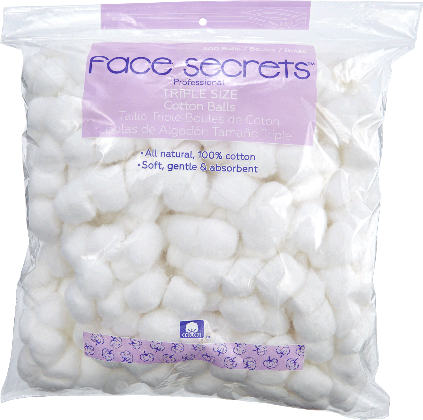 Face Secrets Professional Triple Size Cotton Balls Packaging