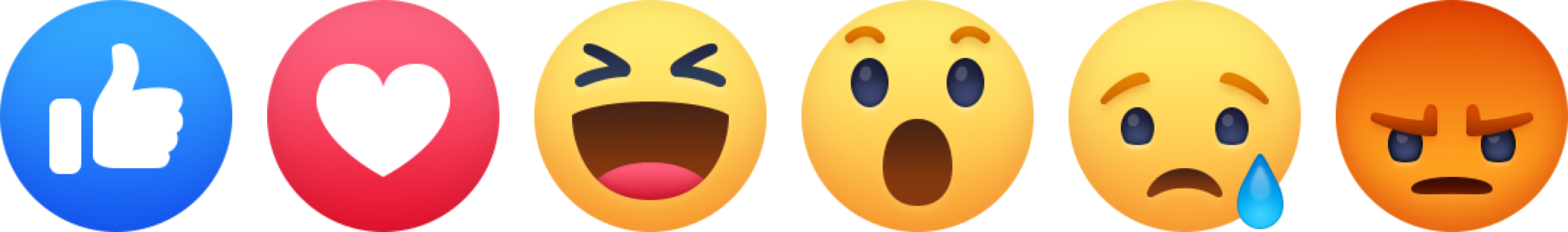 Facebook Reactions Emojis PNG with transparent background