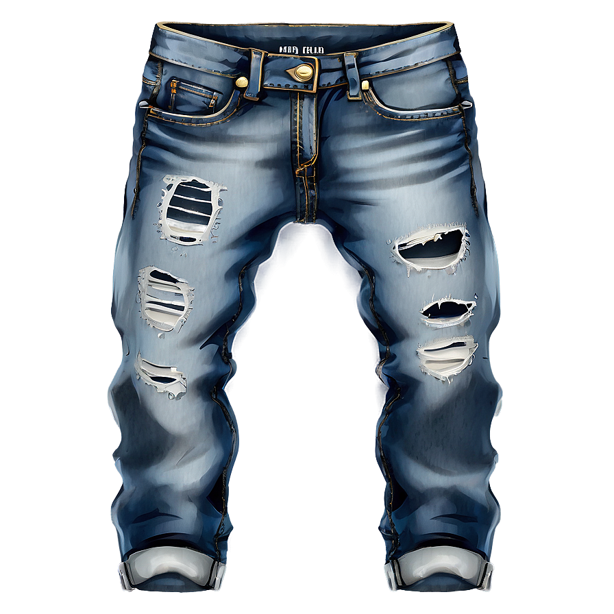 Faded Jeans With Holes Png Mcf61