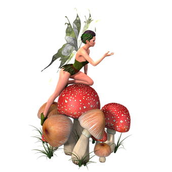 Fairy Sittingon Mushrooms