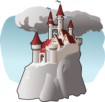Fairytale Castle Cliff Graphic PNG with transparent background